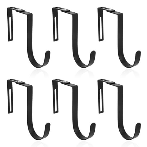 Fukaisu 6pcs Adjustable Cubicle Hooks Heavy Duty Over Door Hanger Hooks for Clothes Organizer Towel Rack Coat Hat for Home Bedroom Office Cloakroom No Drilling RequiredBlack - Image 1