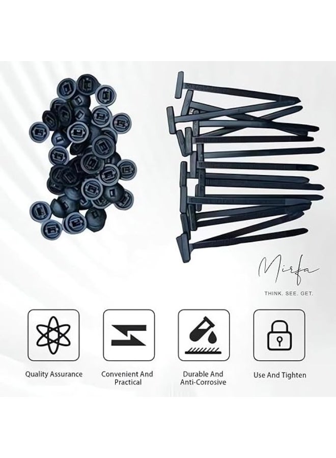 MIRFA 100Pcs Nylon Universal Cable Tie Buckle – Heavy Duty Self-Locking Zip Ties Holder with Pin & Button Design, Plastic Cable Ties Tool Fasteners Car Body, UV Resistant Zipties for Car Daily Auto Fixing - Image 4