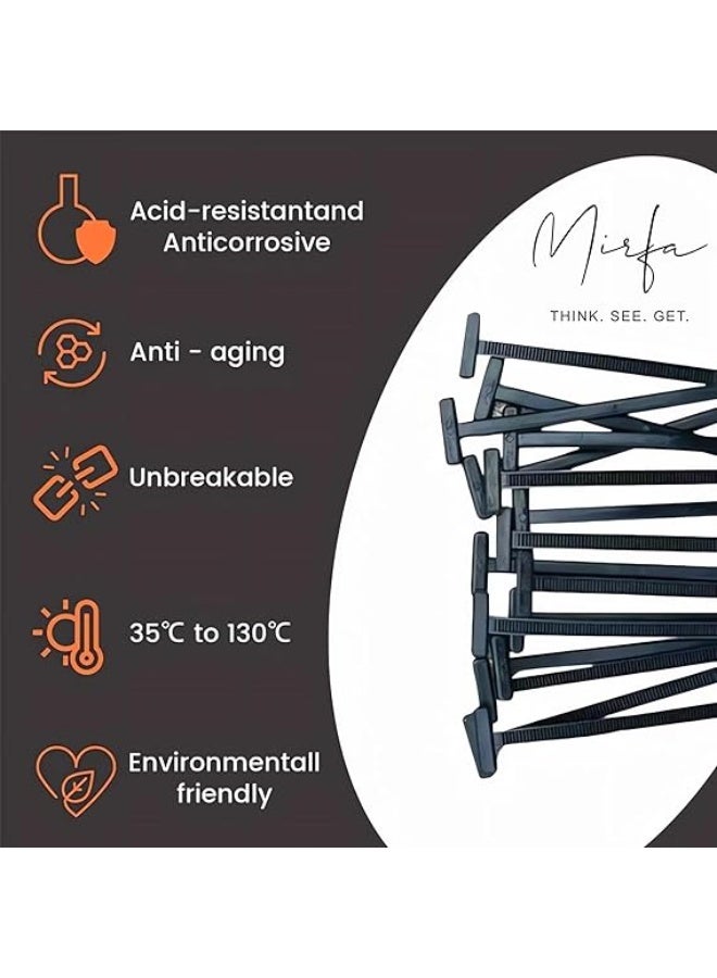 MIRFA 100Pcs Nylon Universal Cable Tie Buckle – Heavy Duty Self-Locking Zip Ties Holder with Pin & Button Design, Plastic Cable Ties Tool Fasteners Car Body, UV Resistant Zipties for Car Daily Auto Fixing - Image 3