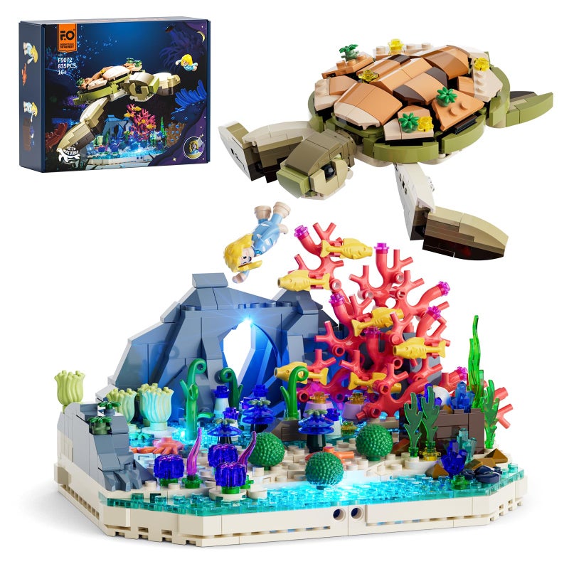 FUNWHOLE Turtle Reef Dream Lighting BuildingBricks Set 835 Pcs Ocean Plants Collection Ideas Set for Adult and Teens - Image 3