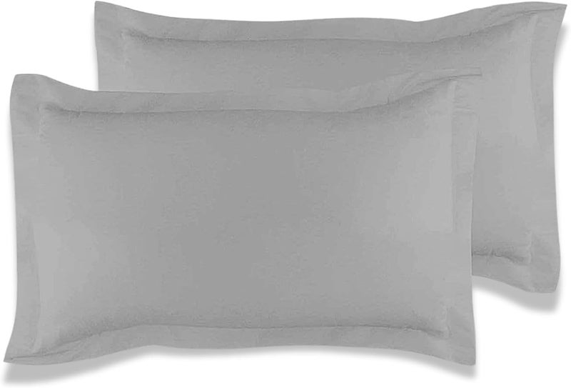 MUSA MUSA® Cotton Pillow Cover Shams - Washable Pillowcases for Sofa Cushions, Bedrooms & Dorm Decor | Hotel Quality Pillow Covers with Envelope Closure & 5cm Side Frame (2, Light Grey, 50 x 65cm) - Image 1