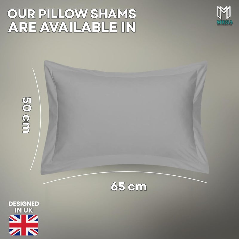 MUSA MUSA® Cotton Pillow Cover Shams - Washable Pillowcases for Sofa Cushions, Bedrooms & Dorm Decor | Hotel Quality Pillow Covers with Envelope Closure & 5cm Side Frame (2, Light Grey, 50 x 65cm) - Image 2
