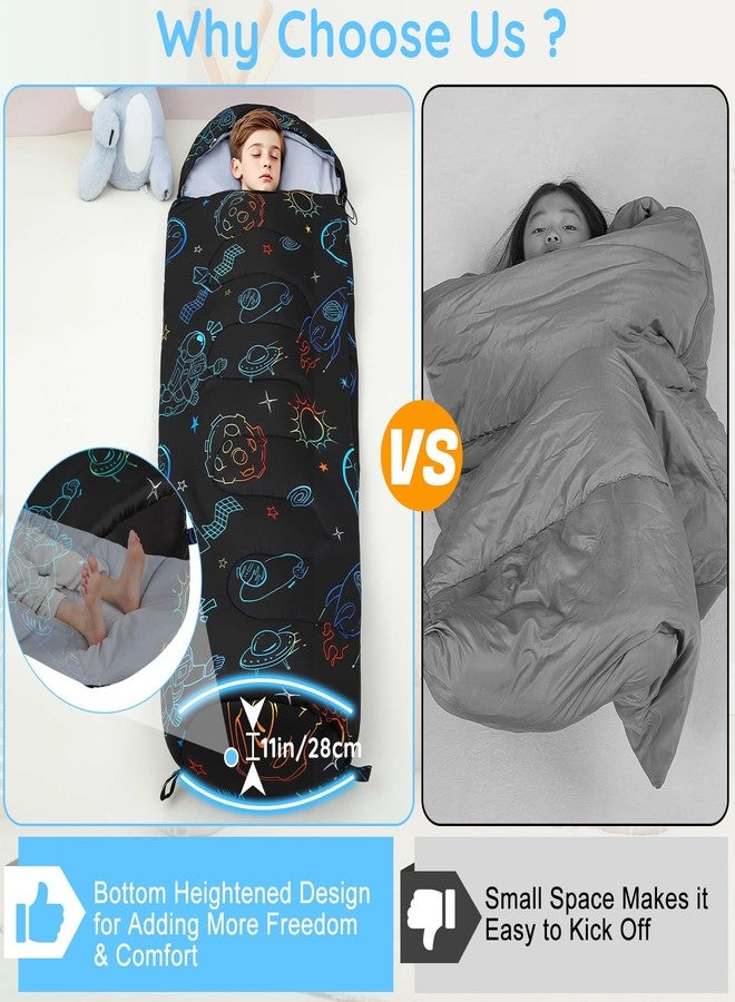 FIOBEE Kids Sleeping Bag for Girls Boys 3 Season Warm & Cool Weather 41-60.8℉ Camping Sleeping Bags with Backpacking Bag for Traveling Hiking Indoor Outdoor Camping Essentials Gear, Black Space - Image 3