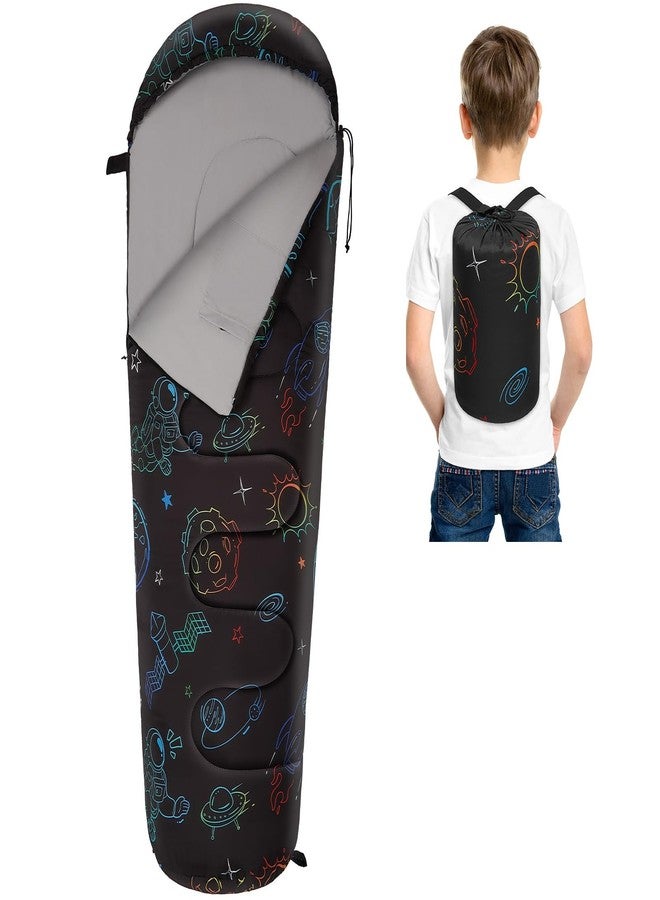 FIOBEE Kids Sleeping Bag for Girls Boys 3 Season Warm & Cool Weather 41-60.8℉ Camping Sleeping Bags with Backpacking Bag for Traveling Hiking Indoor Outdoor Camping Essentials Gear, Black Space - Image 1