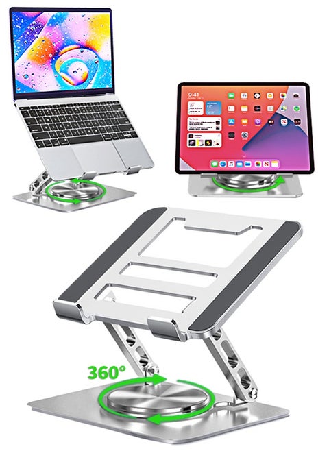 Adjustable Laptop Stand for Desk with 360 Rotating Base, Ergonomic Foldable Notebook Computer Holder for Collaborative Work, Fits MacBook All Laptops up to 17 inches