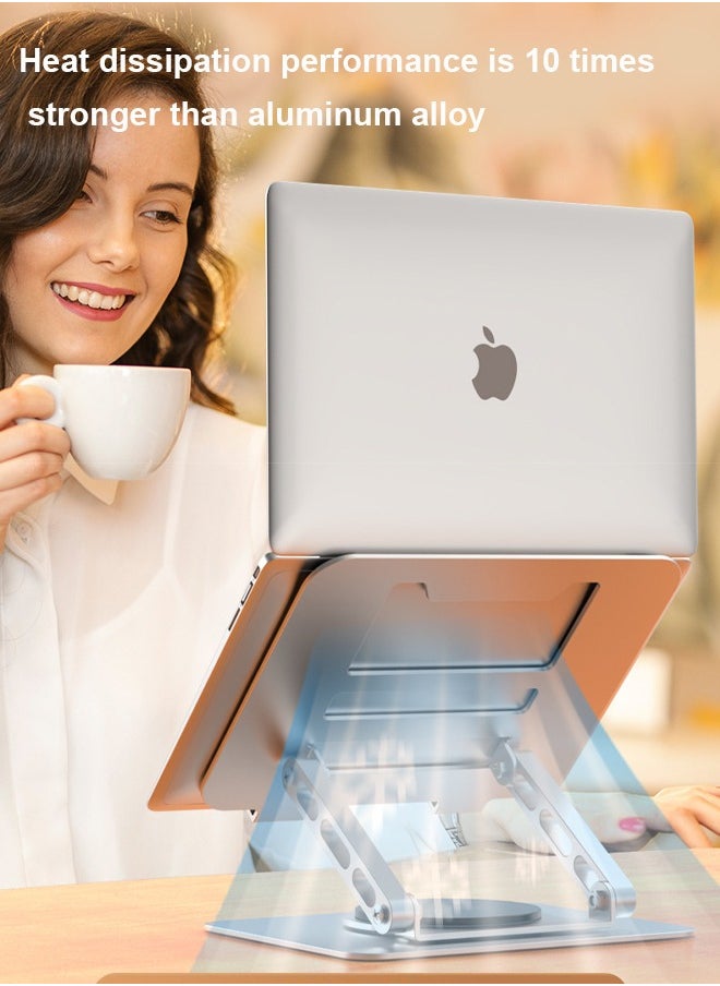 Adjustable Laptop Stand for Desk with 360 Rotating Base, Ergonomic Foldable Notebook Computer Holder for Collaborative Work, Fits MacBook All Laptops up to 17 inches