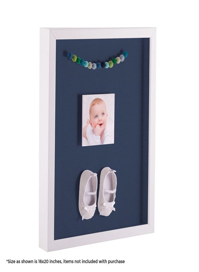 ArtToFrames 14 x 18 Inch Shadow Box Picture Frame, with a Satin White 1'' Shadowbox Frame and Midnight Blue Mat - Image 5