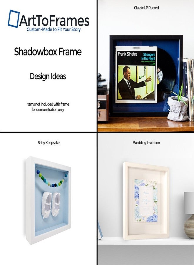 ArtToFrames 14 x 18 Inch Shadow Box Picture Frame, with a Satin White 1'' Shadowbox Frame and Midnight Blue Mat - Image 2