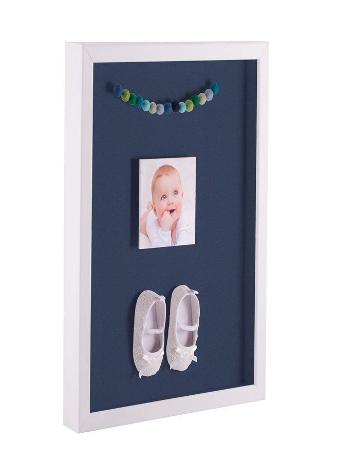 ArtToFrames 14 x 18 Inch Shadow Box Picture Frame, with a Satin White 1'' Shadowbox Frame and Midnight Blue Mat - Image 1