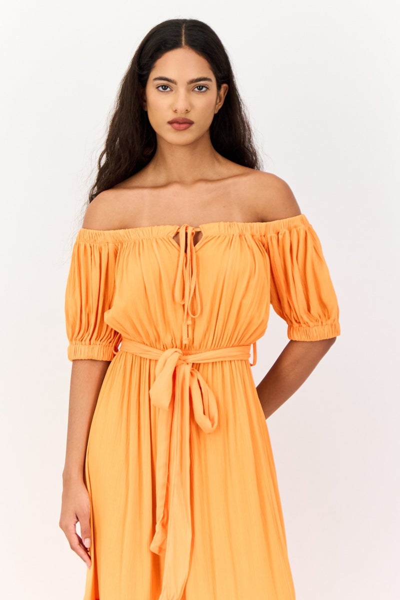 KOTON فستان ميدي كاجوال بسيط للنساء، برتقالي - Image 2