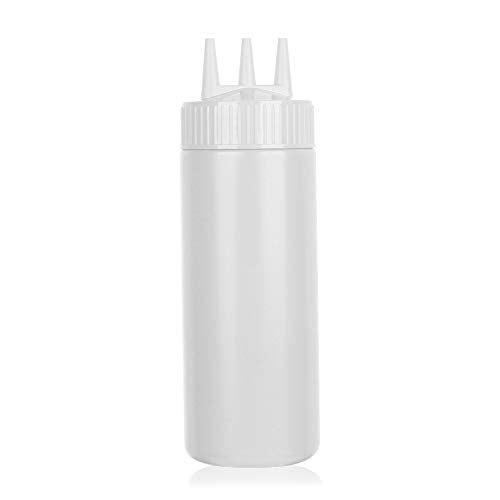 beyonday Seasoning Squeeze Bottles, 3 Hole Ketchup Mustard Dressing Squeeze Squirt Bottles, Salad Sauce Condiment Cream Squeeze Bottles for Kitchen Restaurant Bakery (24oz, White) - Image 1