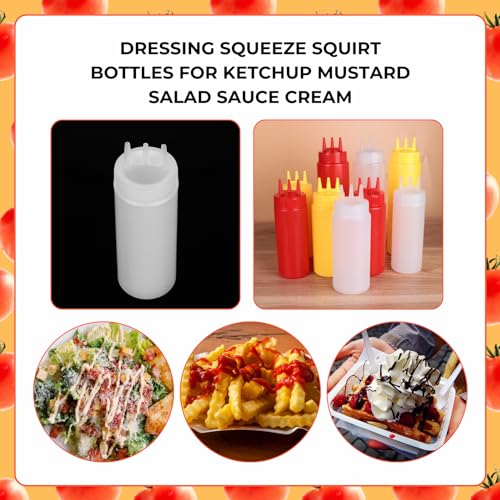 beyonday Seasoning Squeeze Bottles, 3 Hole Ketchup Mustard Dressing Squeeze Squirt Bottles, Salad Sauce Condiment Cream Squeeze Bottles for Kitchen Restaurant Bakery (24oz, White) - Image 4