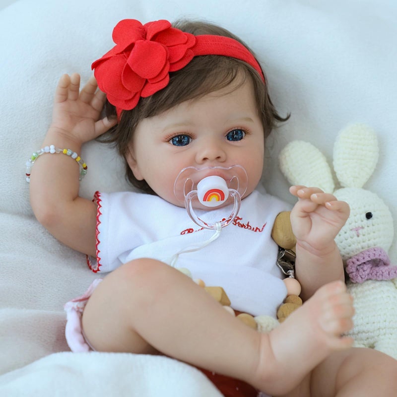 SCOM Lifelike Baby Dolls Girl -18 Inch Reborn Realistic Baby Dolls Silicone Cute Soft Body Doll Real Life Baby Doll Gift for Age 3+ - Image 2