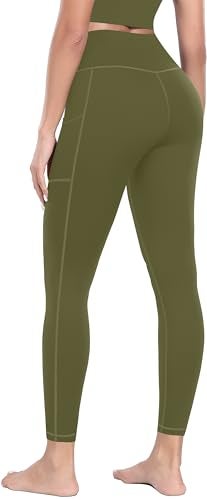 MIRITY High Waist Yoga Leggings with Pockets for Women - Buttery Soft Workout Stretchy Yoga Pants Pack of 1 ArmyGreen - Image 2
