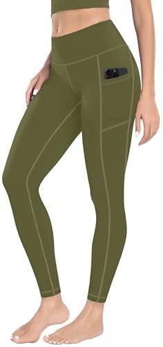 MIRITY High Waist Yoga Leggings with Pockets for Women - Buttery Soft Workout Stretchy Yoga Pants Pack of 1 ArmyGreen - Image 1