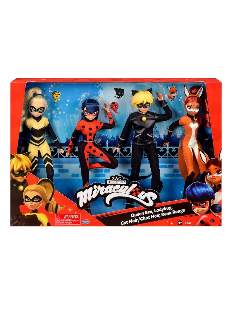 Miraculous Tales Of Ladybug & Cat Noir Multipack Of Miraculous Dolls | 26cm Ladybug Cat Noir Rena Rouge And Queen Bee Miraculous Toys | Miraculous Ladybug Toys Doll Set  - Image 2