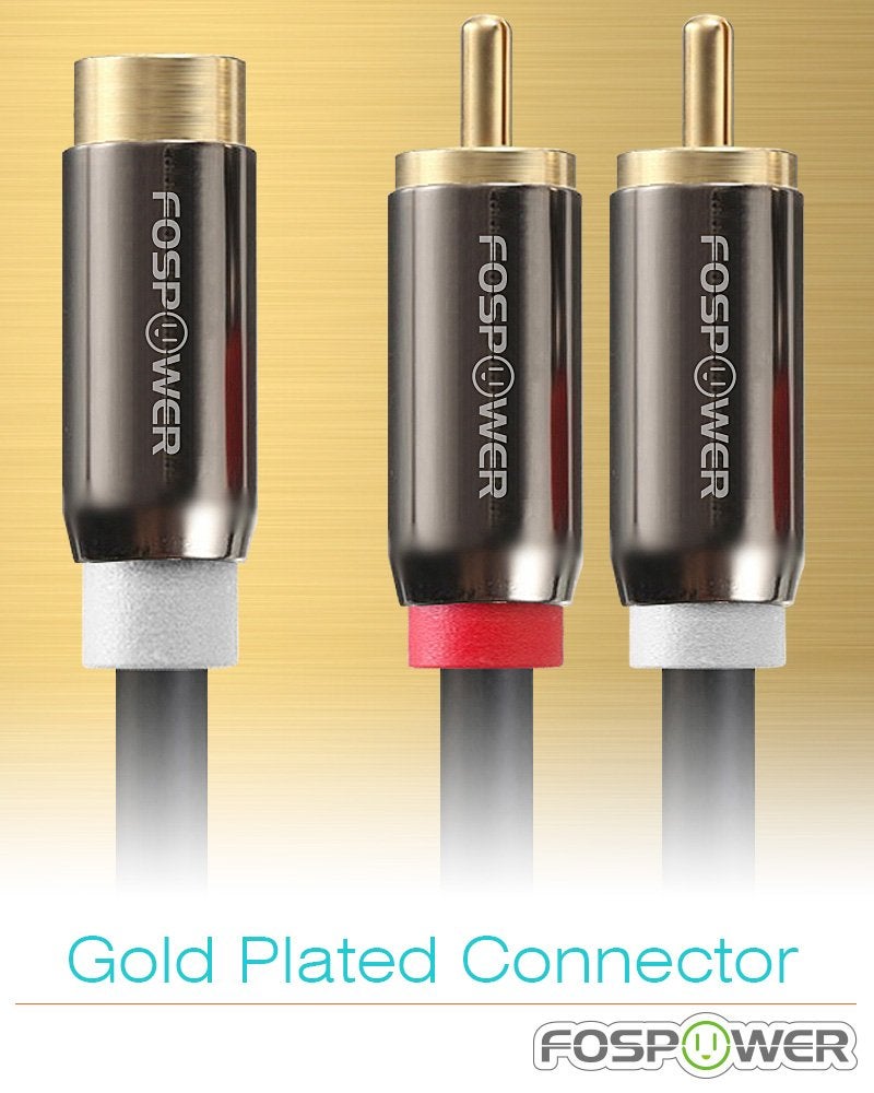 FosPower Y Adapter (8 inch) 2 RCA (Male) to 1 RCA (Female) Stereo Audio Y Adapter Subwoofer Cable (24k Gold Plated) 2 Male to 1 Female Y Splitter Connectors Extension Cord - Image 4