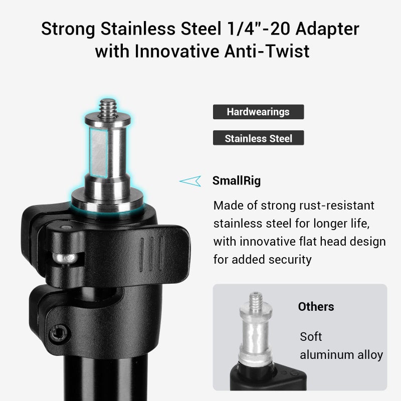 SMALLRIG Photography Light Stand 110"/9.2ft/280cm, Air-Cushioned Aluminum Photo Video Tripod Stand with 1/4" Screw for Softbox, Studio Light, Reflector and Ring Light, Max Load 8kg, RA-S280 - Image 5