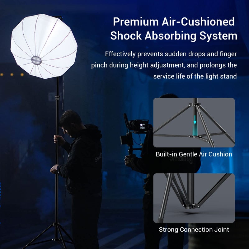 SMALLRIG Photography Light Stand 110"/9.2ft/280cm, Air-Cushioned Aluminum Photo Video Tripod Stand with 1/4" Screw for Softbox, Studio Light, Reflector and Ring Light, Max Load 8kg, RA-S280 - Image 3