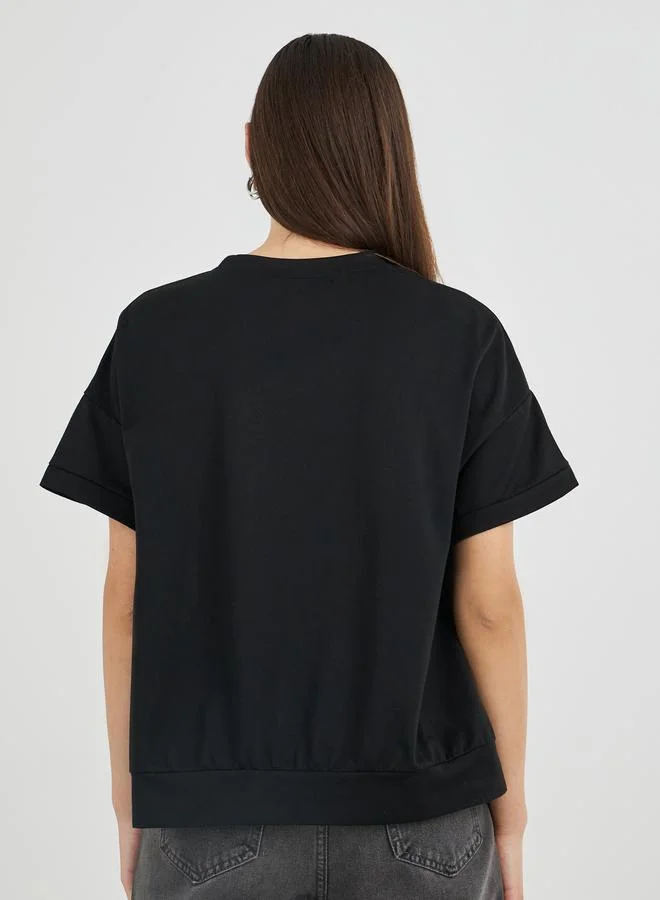 Take Two Take Two Black Graphic Print Oversized T-Shirt