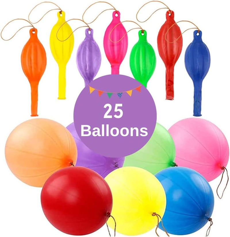 Mumfactory 25 Large Punch Balloons for Kids - Assorted Colors with Free Pump - Image 2