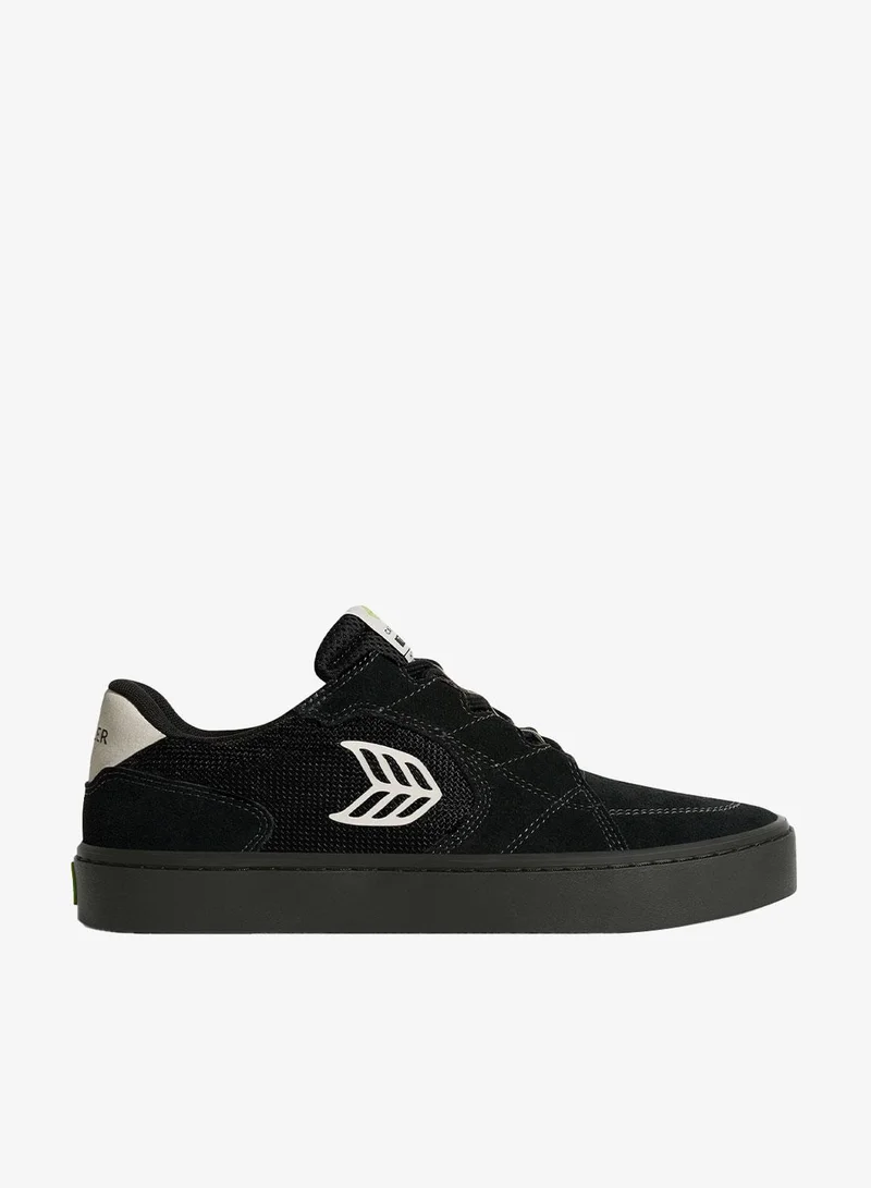T20 PRO All Black Suede and Mesh Ivory Logo Sneaker