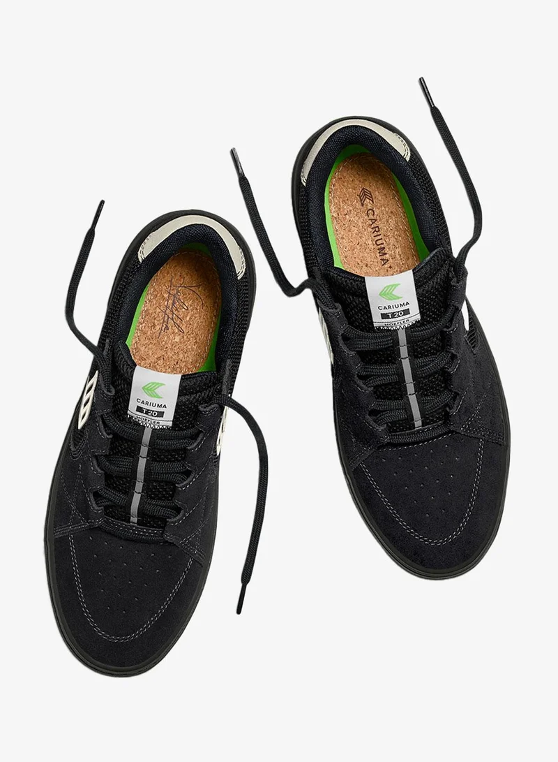 Cariuma  T20 PRO All Black Suede and Mesh Ivory Logo Sneaker  | Best Price UAE