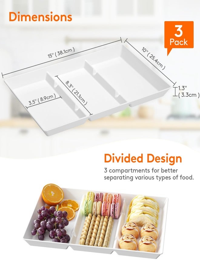 Lifewit Serving Tray Divided for Party Supplies, 8 PCS 15" x 10" Plastic Platters for Serving Food, White Reusable Tray for Veggie, Snack, Fruit, Cookies, Desserts in Kitchen/Pantry - Image 3