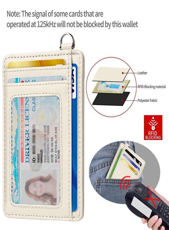 EcoVision Slim Minimalist Front Pocket Wallet, RFID Blocking Credit Card Holder Wallet with Detachable D-Shackle for Men Women, Cowhide Beige, M, Minimalist - Image 4