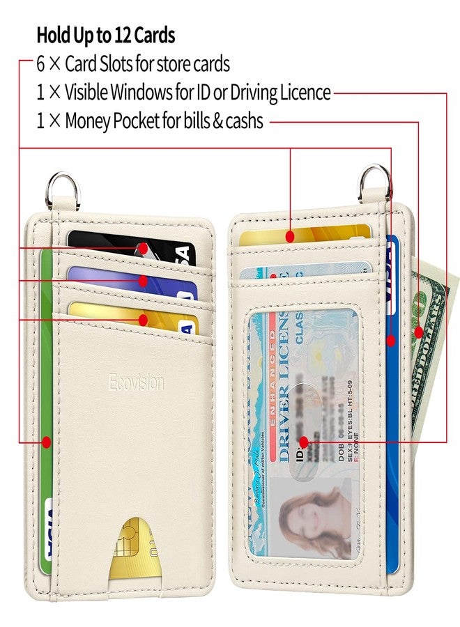 EcoVision Slim Minimalist Front Pocket Wallet, RFID Blocking Credit Card Holder Wallet with Detachable D-Shackle for Men Women, Cowhide Beige, M, Minimalist - Image 5