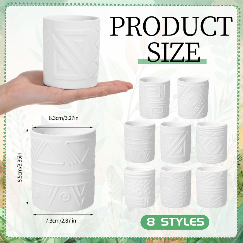 Zubebe 12 Pcs Paint Your Own Ceramic Pot Bulk Ready to Paint Ceramics Plant Pot DIY Mini Ceramic Succulent Pots in Bohemian Unfinished Pottery Mini Flower Planters Pots Painting Craft Supplies - Image 2