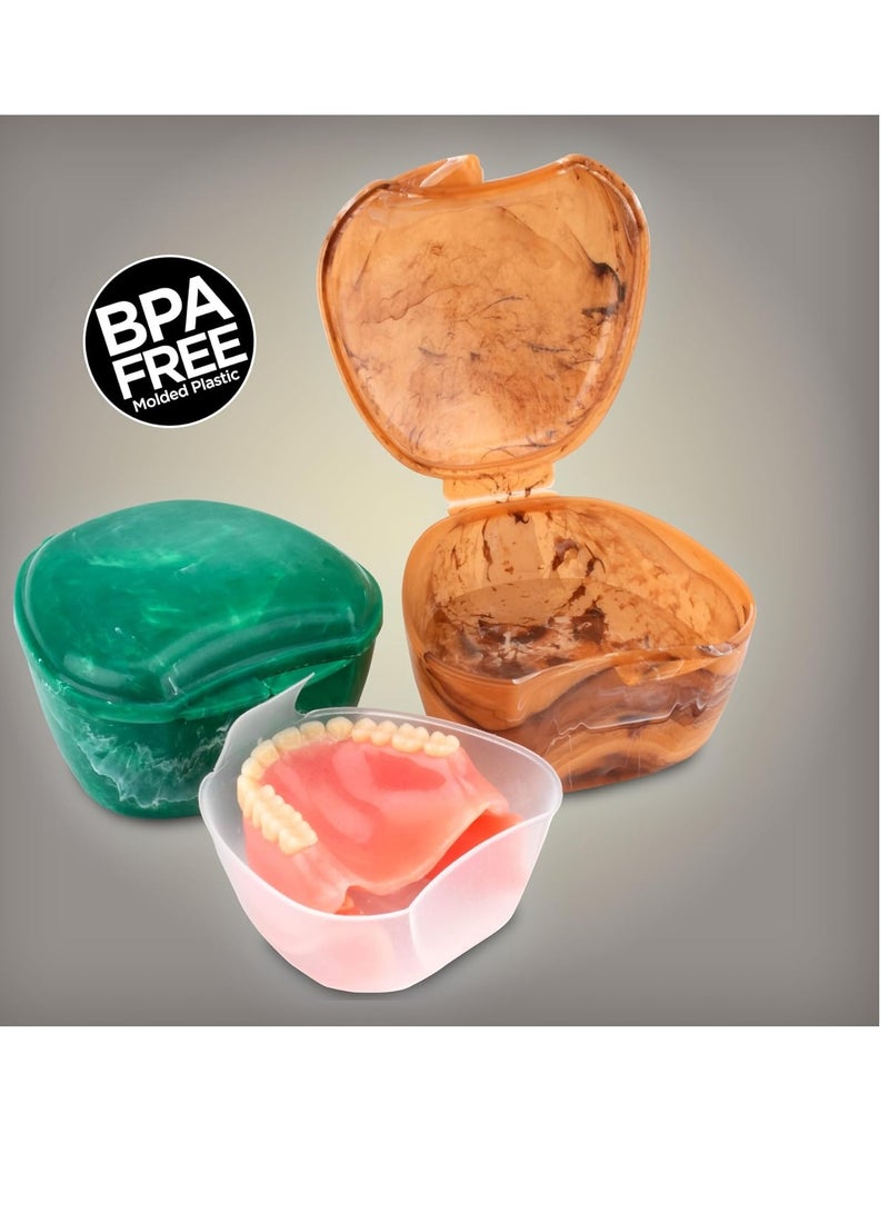 Practicon Easy Open Denture Bath & Case, with Strainer Basket for Soaking, Cleaning, and Storage, Two Pack (Emerald & Copper)  - Image 4