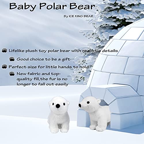 Ice King Bear Lifelike Baby Polar Bear Stuffed Animal Plush Toy 9 Inches Length - Image 5