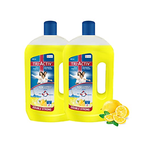 Tri-Activ Double Strong Disinfectant Floor Cleaner | Half Cap Only | 10X Cleaning with 99.9% Germ kill | Citrus Fragrance - Pack of 2 (1000ml x 2 Units) - Image 1