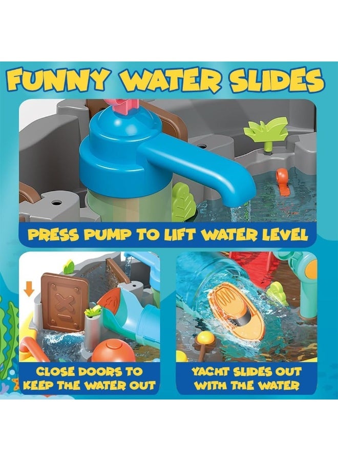 UKR 8 in 1 Interactive Water Play Set with Slide, Whale Sprinkler & Fishing Rods Waterpark Magnetic Fishing Water Toy Educational Sensory Toy for Toddlers - Image 5