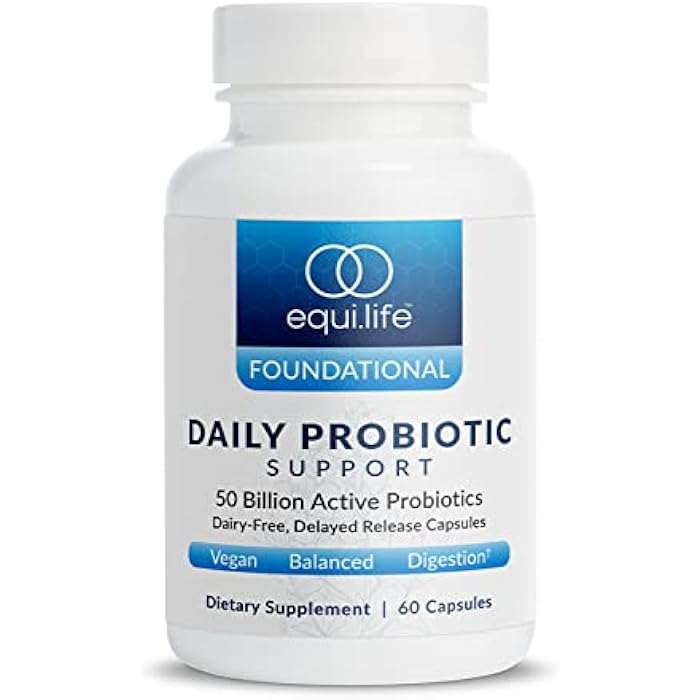 Equilife Daily Probiotic Support for Women and Men – 50 Billion CFU, Supports Digestive Health, Lactose Tolerance & Helps Reduce Bloating, 8 Probiotic Strains, Gluten Free, Non-GMO, 60 Capsules - Image 1