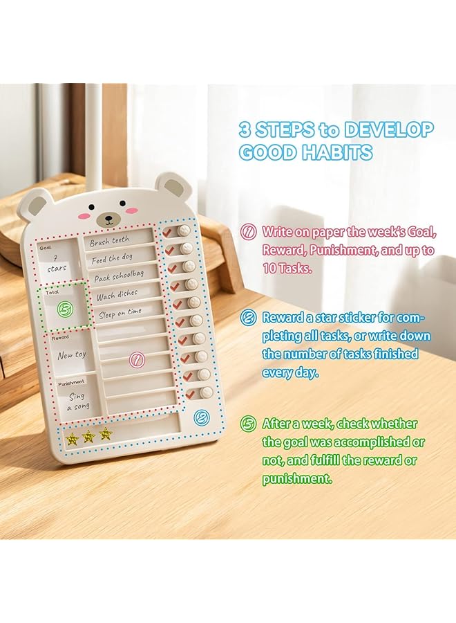 erorex My Chores Checklist Task Board For Kids Habit Tracker Or Daily And Weekly Planner Reward Chart And Behavior Chart For Kids At Home White Chore Chart For Kids Multiple Kids Efficiency - Image 5