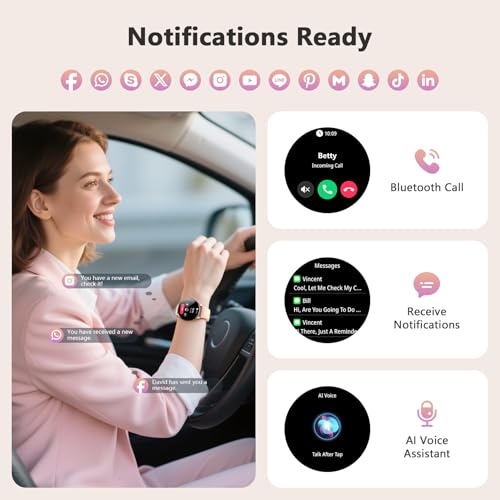 Blackview Smart Watch for Women(Make/Answer Calls), 1.43''AMOLED Touchscreen Fitness Tracker with 100+ Sports Modes, Heart Rate/SpO2/Sleep Monitor/2 Straps, Smartwatch for iPhone & Android - Image 3