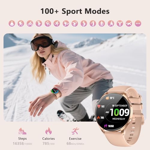 Blackview Smart Watch for Women(Make/Answer Calls), 1.43''AMOLED Touchscreen Fitness Tracker with 100+ Sports Modes, Heart Rate/SpO2/Sleep Monitor/2 Straps, Smartwatch for iPhone & Android - Image 5
