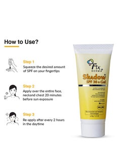 FIXDERMA Shadow Sunscreen Spf 30+ Pa+++ Gel | Sunscreen For Oily Skin, Body & Face | Sunscreen For Uva & Uvb Protection | Women & Men | Water Resistant- 40Gm  - Image 4