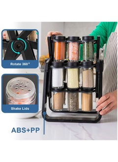 Arabest 360 Rotating Spice Rack, 18PCS Jar Kitchen Spice Organizer, Seasoning Organizer Seasoning Rack Tower for Kitchen Countertop  - Image 3