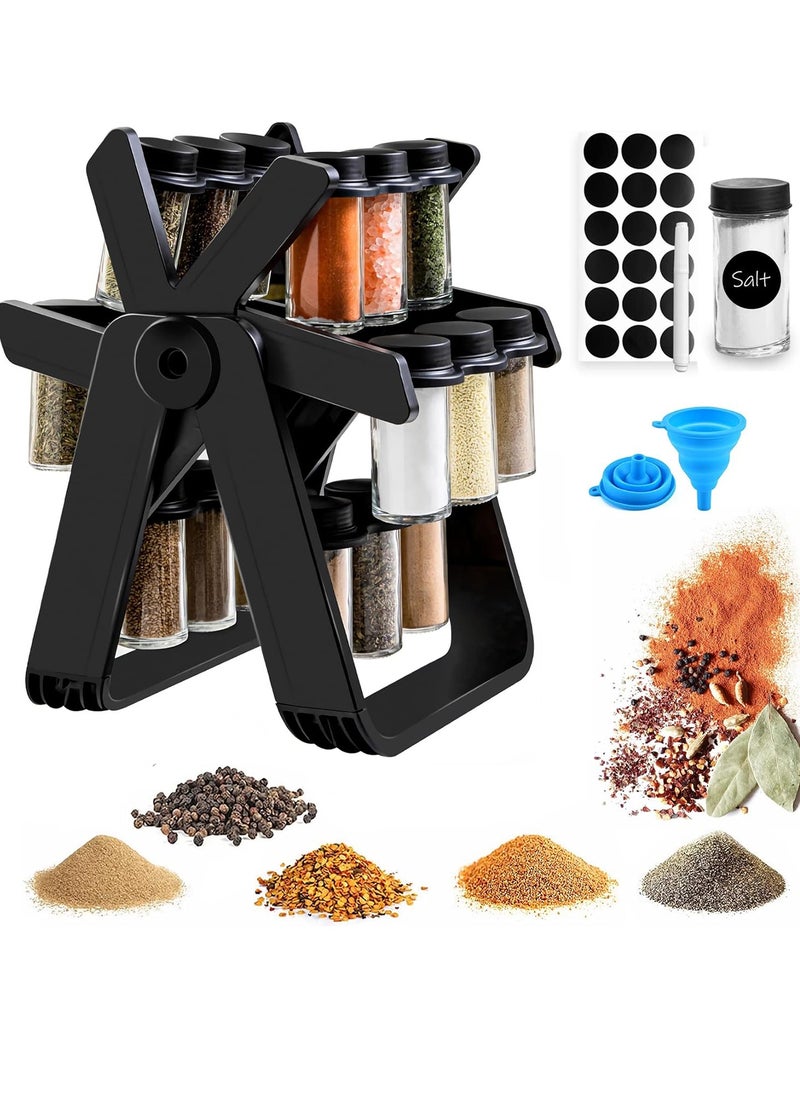 Arabest 360 Rotating Spice Rack, 18PCS Jar Kitchen Spice Organizer, Seasoning Organizer Seasoning Rack Tower for Kitchen Countertop  - Image 1
