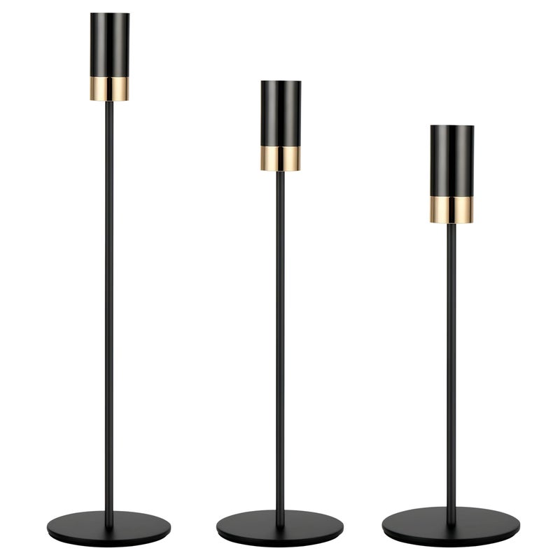 Black candlesticks conical candle holders, fashionable candle holder decorations, conical candle holders for wedding table, anniversary dinner set of 3) - Image 1