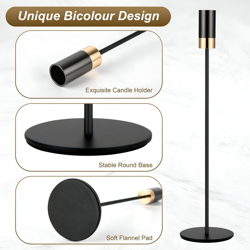 Black candlesticks conical candle holders, fashionable candle holder decorations, conical candle holders for wedding table, anniversary dinner set of 3) - Image 3