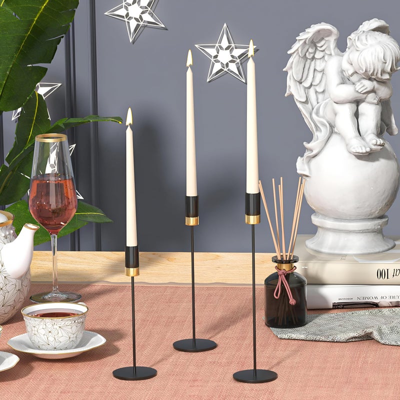 Black candlesticks conical candle holders, fashionable candle holder decorations, conical candle holders for wedding table, anniversary dinner set of 3) - Image 5