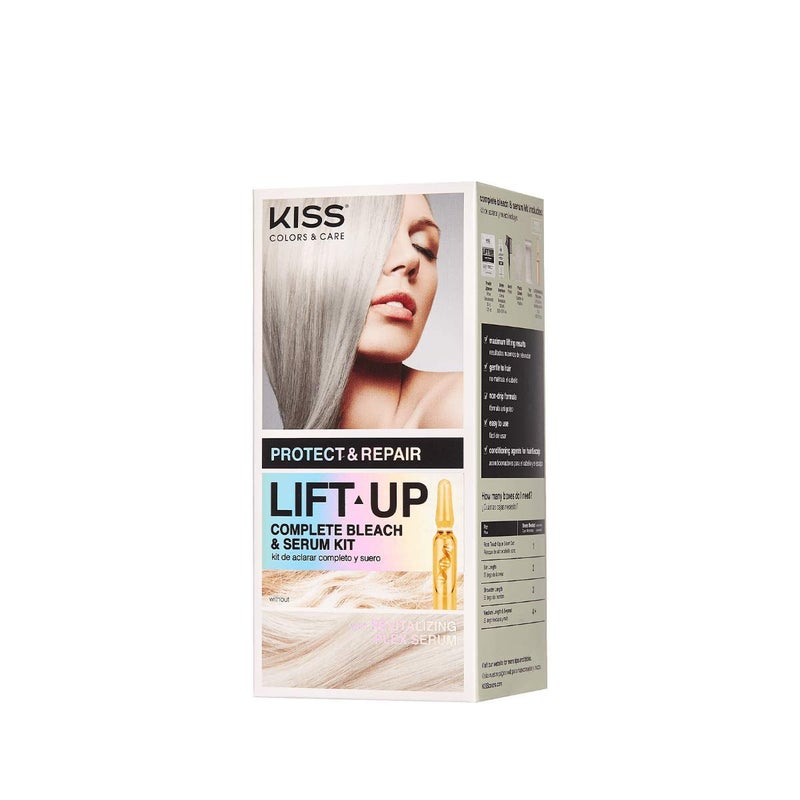KISS Lift Up Complete Hair Bleach Kit, Rose Pink Toner, Gentle Conditioning Formula for All Hair Types, Reduces Brassiness, Includes 6-Pc DIY Bleach Kit - Image 1