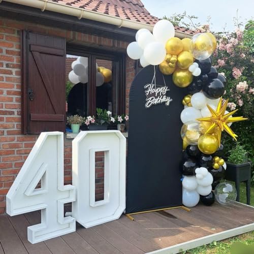 ADOINBY Black and Gold Balloon Garland Arch Kit, 185Pcs Explosion Star Black White Metallic Gold Confetti Latex Balloons for Birthday Anniversary Wedding Engagements Baby Shower Party Decorations - Image 5