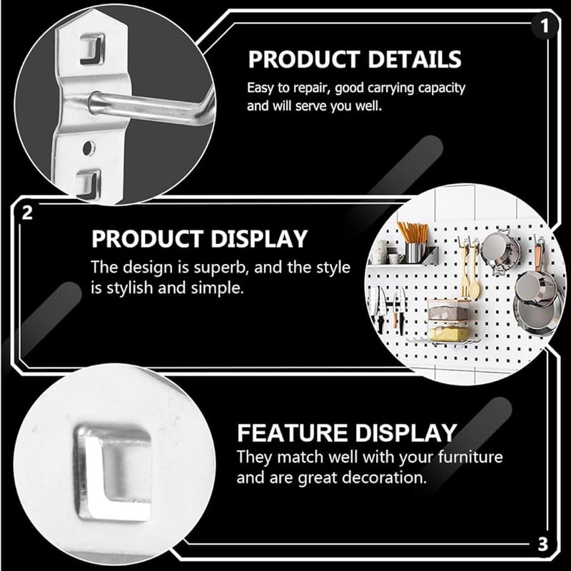 خطافات لوح حديدي ثقيلة 10 قطع لمرآب طاولة عمل منظّم تخزين المطبخ - Image 5