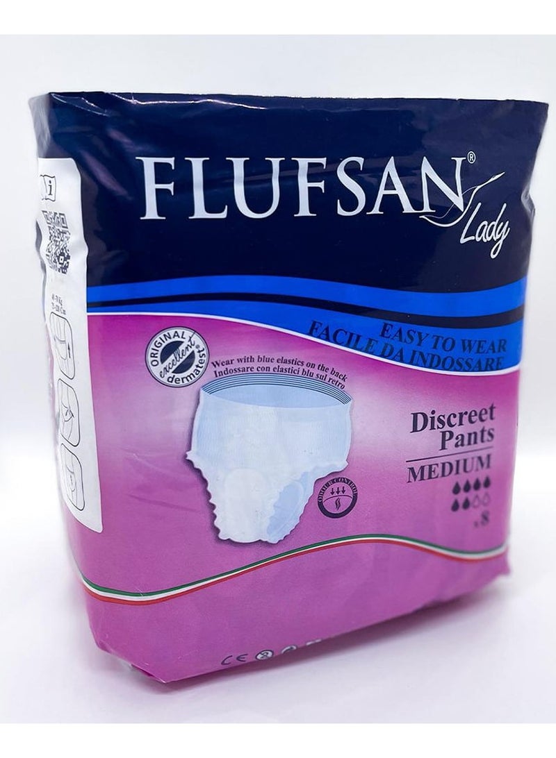 Italian-made women's underwear, medium size (M), highly absorbent, disposable. 7 disposable panty-shaped sanitary pads.