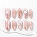 Sun&Beam Nails Handmade Press on Fake Nails Medium Long Nail Tips Popular Design Ballerina Pink 3D Flower Cute Pearl with Storage Box 10 Pcs (#002 L) - Image 2